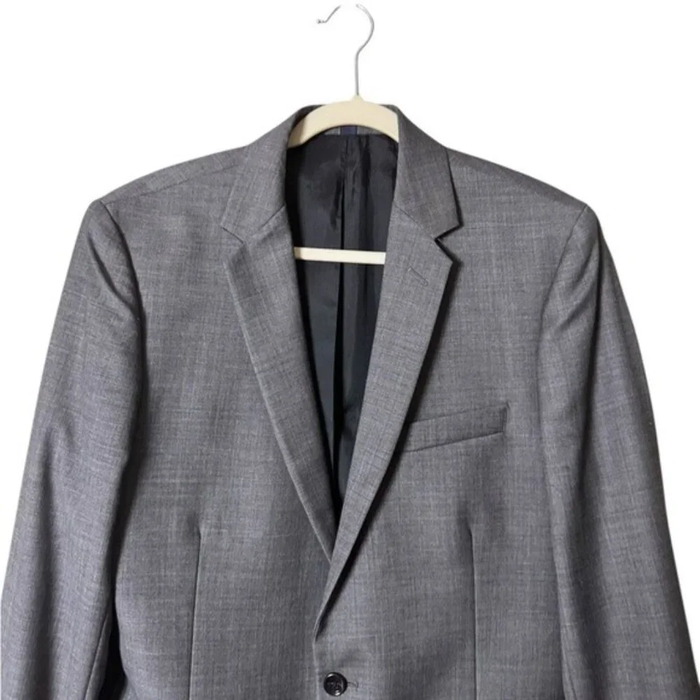 J Crew Men Thompson Wool Blazer Suit Jacket Size 40L Grey Formal Career Academia